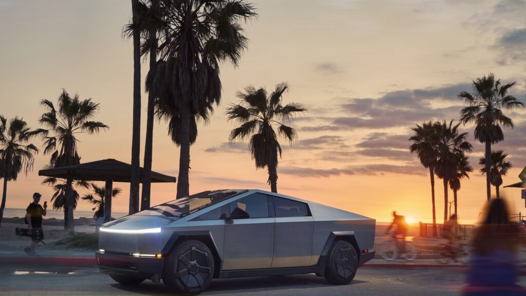 cybertruck tesla sunset